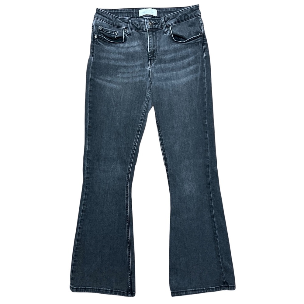 Zara Premium Denim Collection  Dark Gray Mid Rise Flared Stretch Jeans Size 6